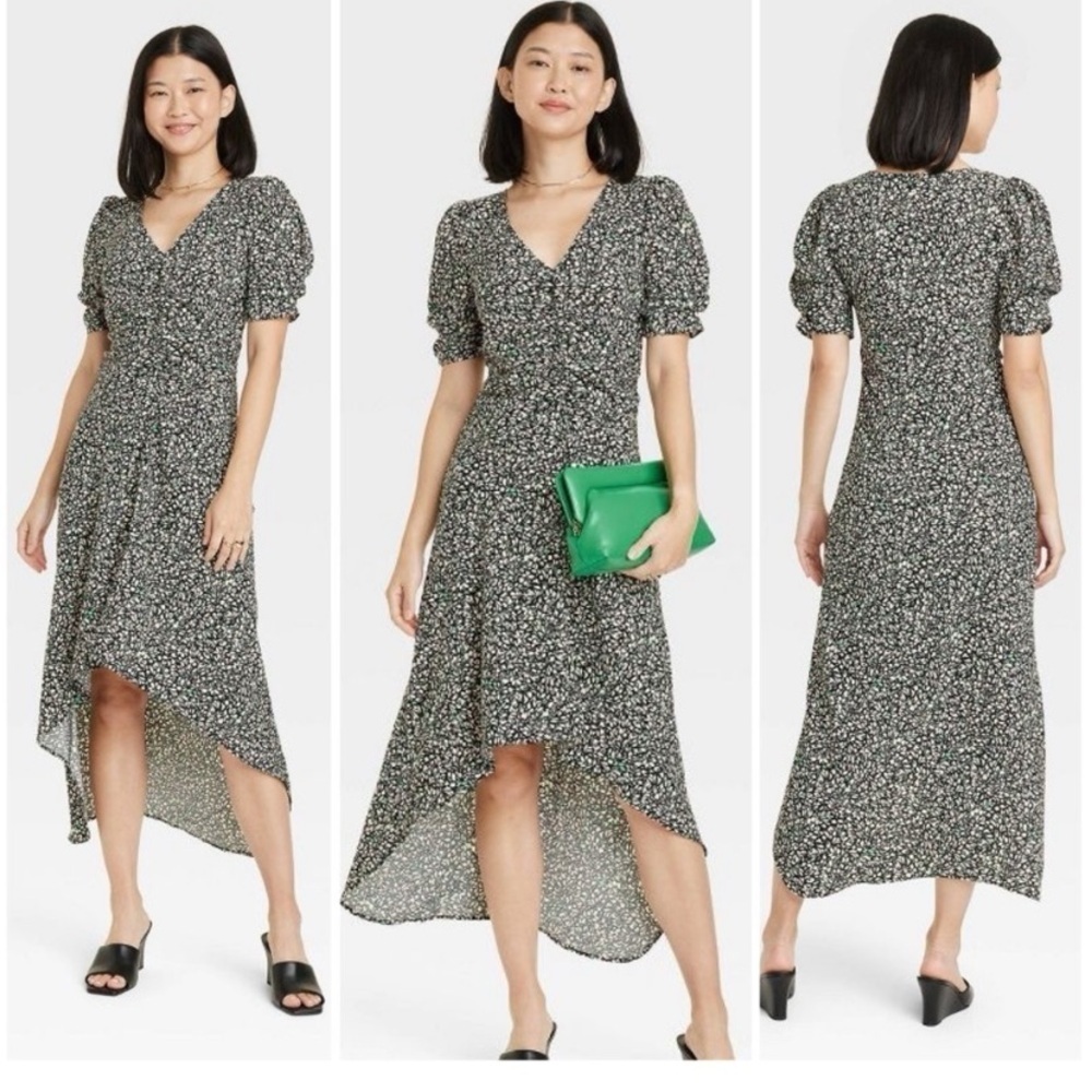 Women's Crepe Short Sleeve Midi Dress - A New Day™ nwt